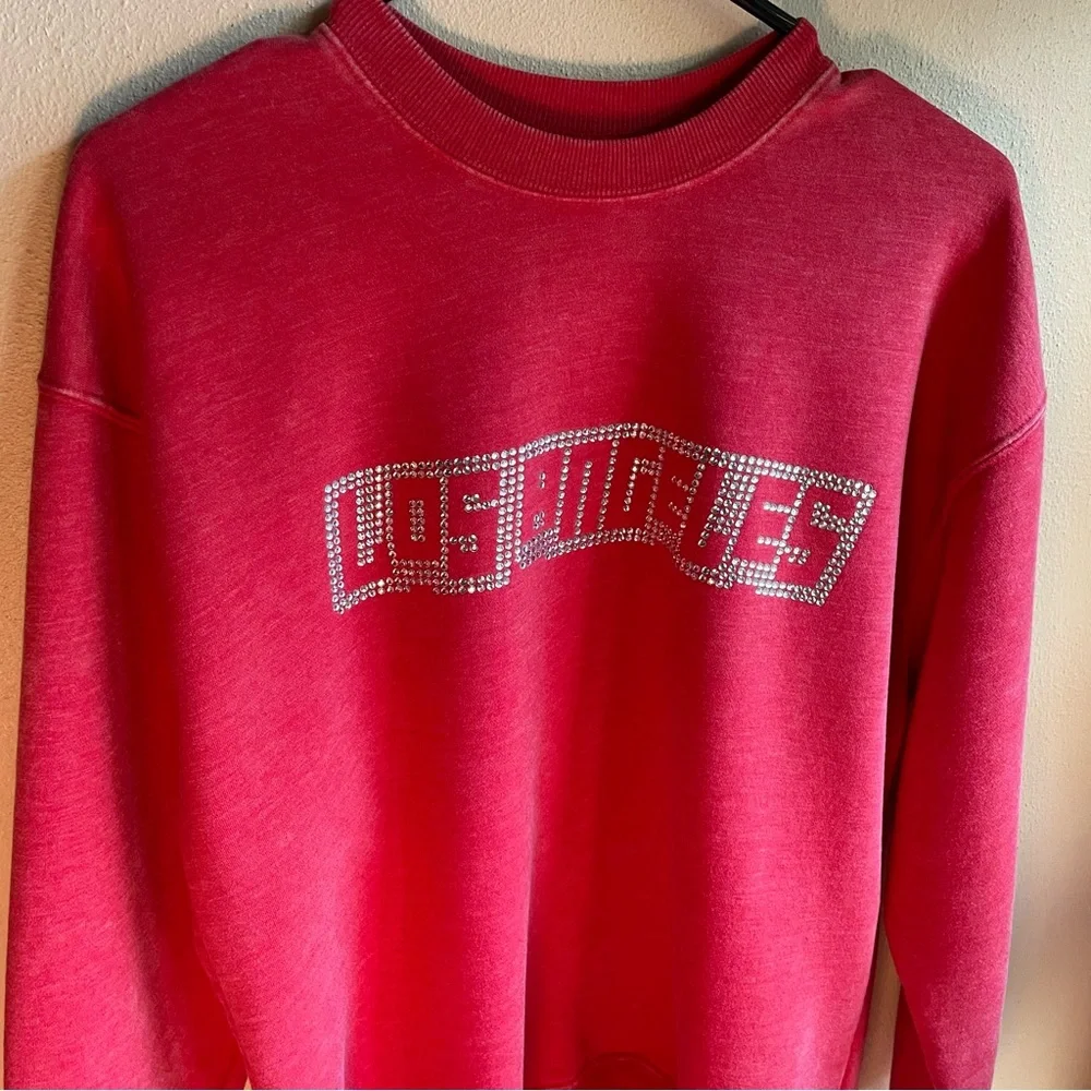 Los Angeles Blingy Crewneck Oversized Heavyweight Sweatshirt. Red Heather. Small - Picture 2 of 9